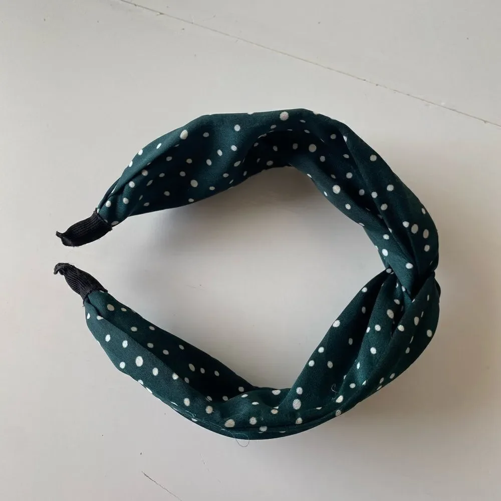 Green Polka Dot Knot Headband